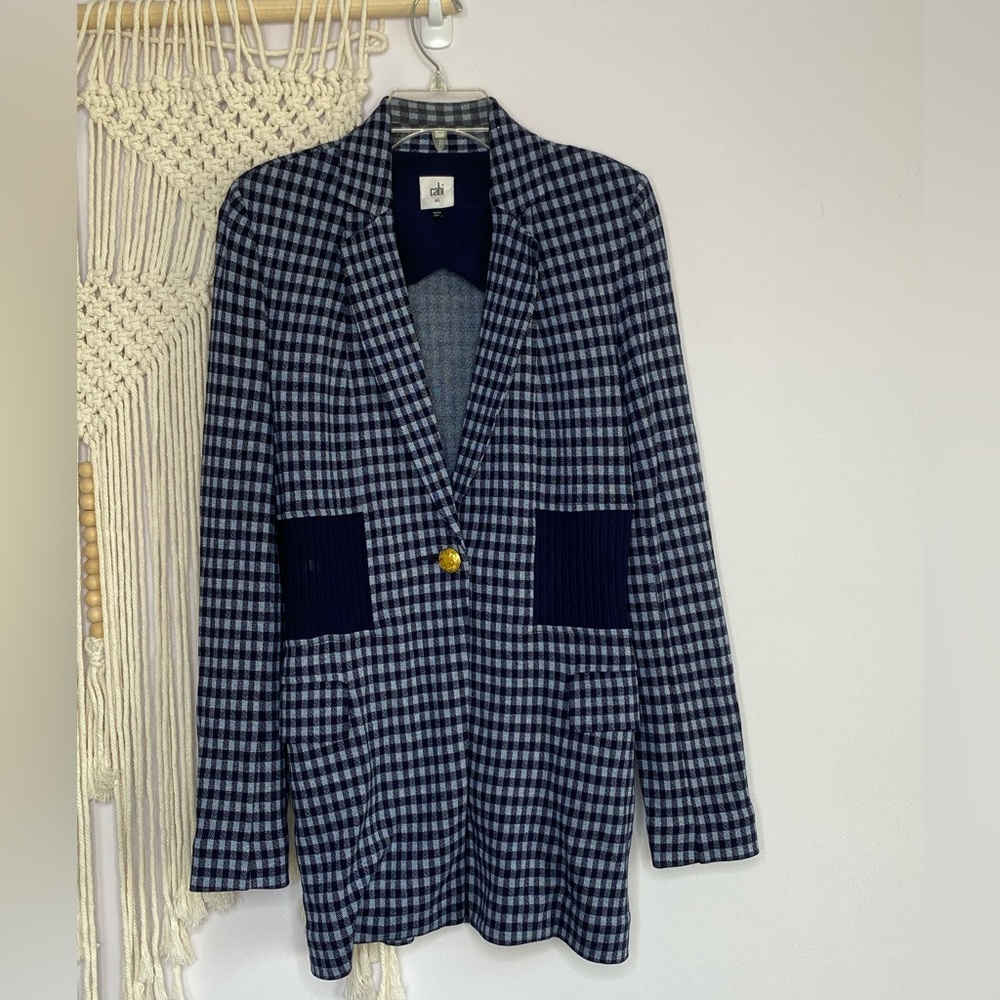 cabi plaid blue blazer - long